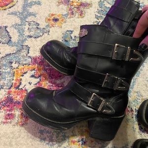Vintage Harley Davidson platform boots leather
